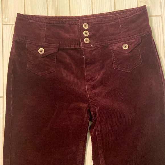 NWT Anthropologie High-Rise Pilcro Deep Wine Colored Corduroy Trousers S… - Picture 3 of 8